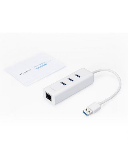 Hub USB 3.0 TP-Link UE330/ 3 Puertos USB/ 1 RJ45/ Blanco