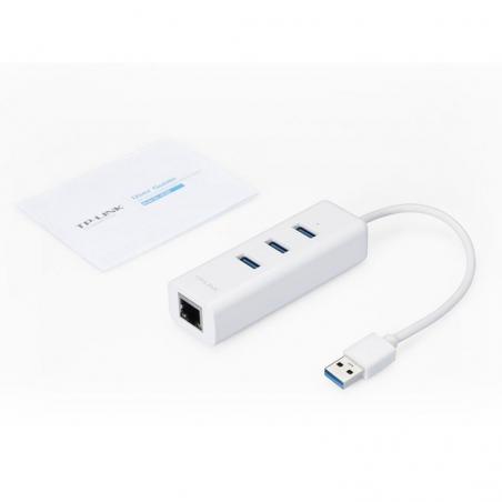 Hub USB 3.0 TP-Link UE330/ 3 Puertos USB/ 1 RJ45/ Blanco