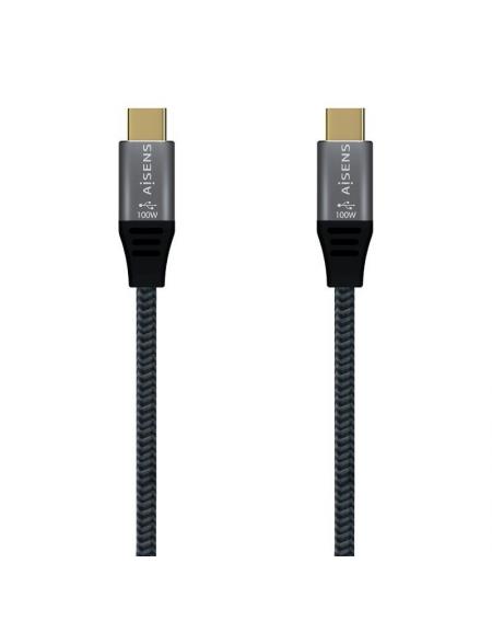 Cable USB 3.2 Tipo-C Aisens A107-0634/ USB Tipo-C Macho - USB Tipo-C Macho/ 2m/ Gris