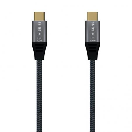 Cable USB 3.2 Tipo-C Aisens A107-0634/ USB Tipo-C Macho - USB Tipo-C Macho/ 2m/ Gris