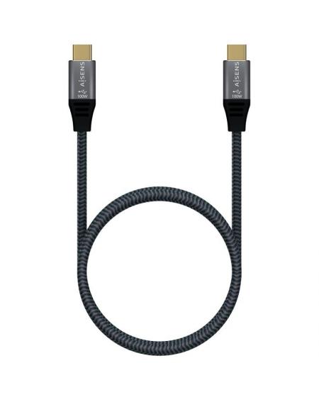 Cable USB 3.2 Tipo-C Aisens A107-0634/ USB Tipo-C Macho - USB Tipo-C Macho/ 2m/ Gris