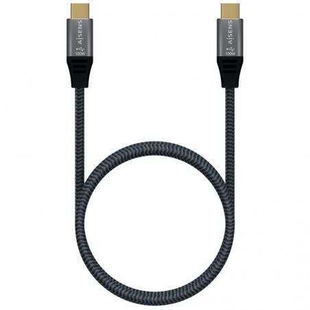 Cable USB 3.2 Tipo-C Aisens A107-0634/ USB Tipo-C Macho - USB Tipo-C Macho/ 2m/ Gris