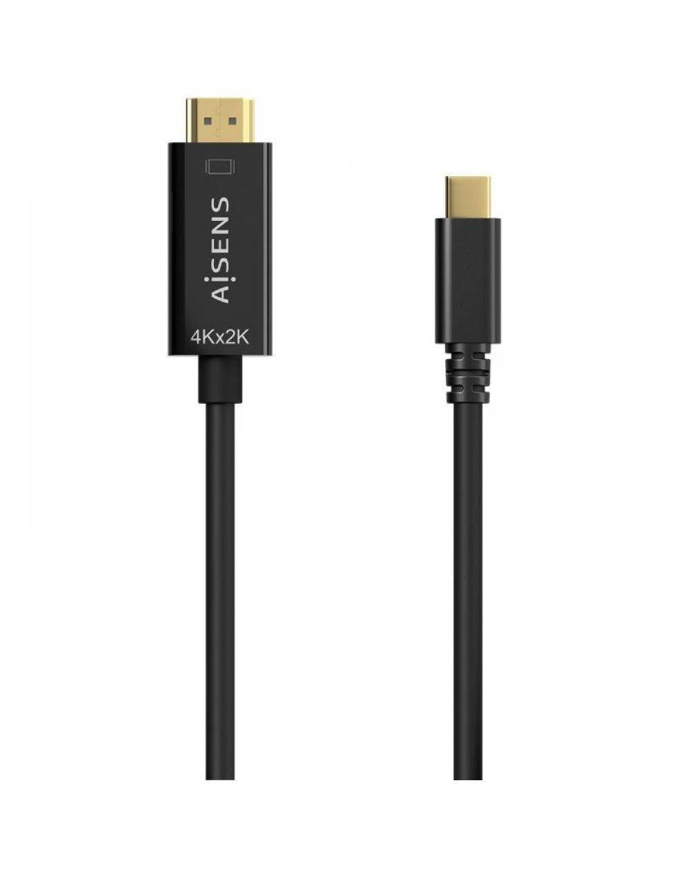 Cable Conversor HDMI 4K Aisens A109-0623/ USB Tipo-C Macho - HDMI Macho/ 80cm/ Negro