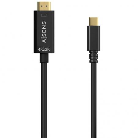 Cable Conversor HDMI 4K Aisens A109-0624/ USB Tipo-C Macho - HDMI Macho/ 1.8m/ Negro