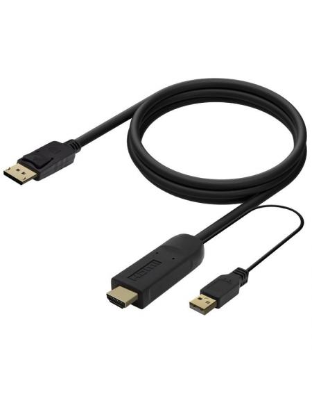 Cable Conversor Aisens A122-0641/ Displayport Macho - HDMI Macho - USB Macho/ 10cm + 1.8m/ Negro