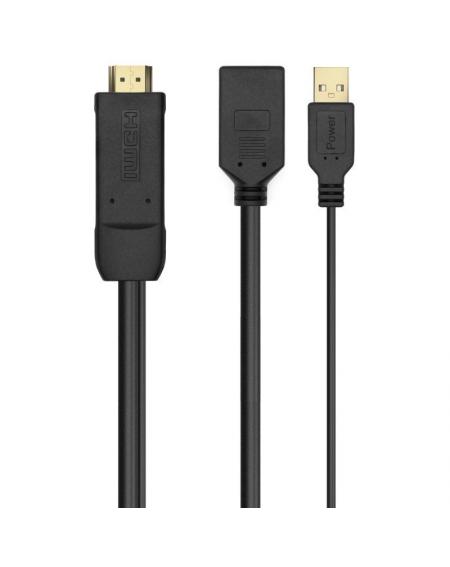 Cable Conversor Aisens A122-0642/ Displayport Macho - HDMI Macho - Displayport Hembra - USB Macho/ 10cm + 10cm/ Negro