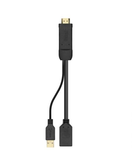 Cable Conversor Aisens A122-0642/ Displayport Macho - HDMI Macho - Displayport Hembra - USB Macho/ 10cm + 10cm/ Negro