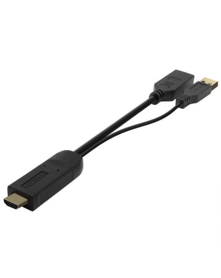 Cable Conversor Aisens A122-0642/ Displayport Macho - HDMI Macho - Displayport Hembra - USB Macho/ 10cm + 10cm/ Negro