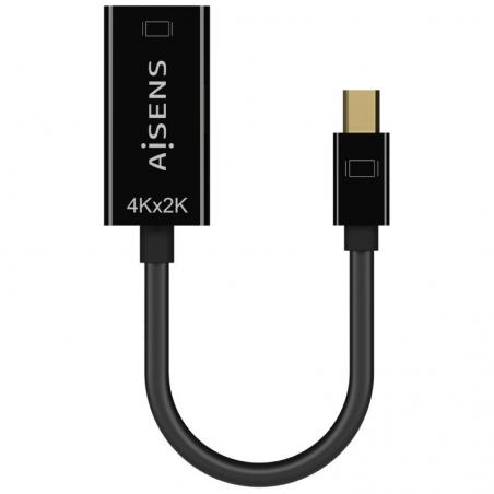 Cable Conversor Aisens A125-0643/ Mini Displayport Macho - HDMI Hembra/ 15cm/ Negro