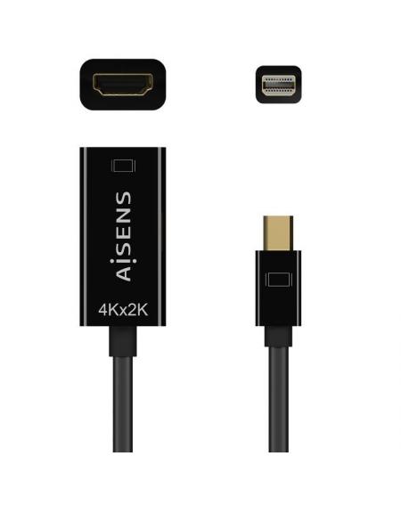 Cable Conversor Aisens A125-0643/ Mini Displayport Macho - HDMI Hembra/ 15cm/ Negro