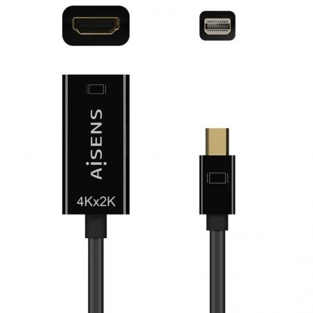 Cable Conversor Aisens A125-0643/ Mini Displayport Macho - HDMI Hembra/ 15cm/ Negro