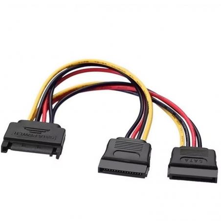 Cable Alimentación Aisens A131-0353/ SATA Macho - 2x SATA Hembra/ 20cm/ Negro - Imagen 1