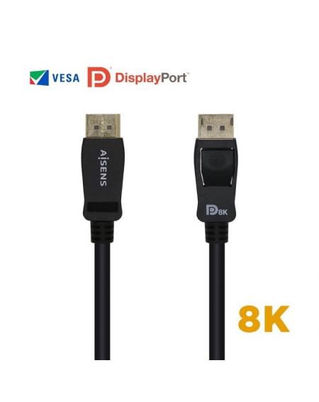 Cable Displayport 1.4 8K Aisens A149-0430/ Displayport Macho - Displayport Macho/ 0.5m/ Certificado/ Negro - Imagen 1