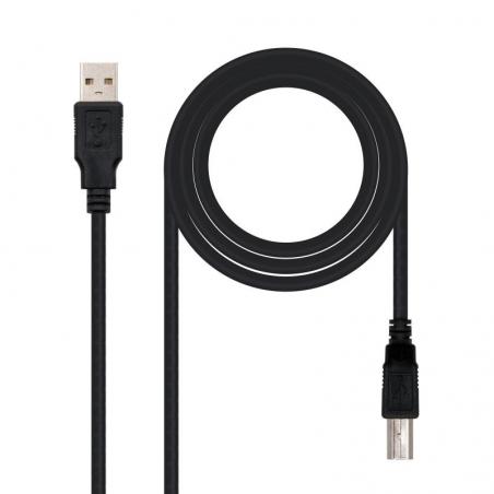 Cable USB 2.0 Impresora Nanocable 10.01.0102/ USB Macho - USB Macho/ 1m/ Negro