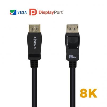 Cable Displayport 1.4 8K Aisens A149-0431/ Displayport Macho - Displayport Macho/ 1m/ Certificado/ Negro - Imagen 1