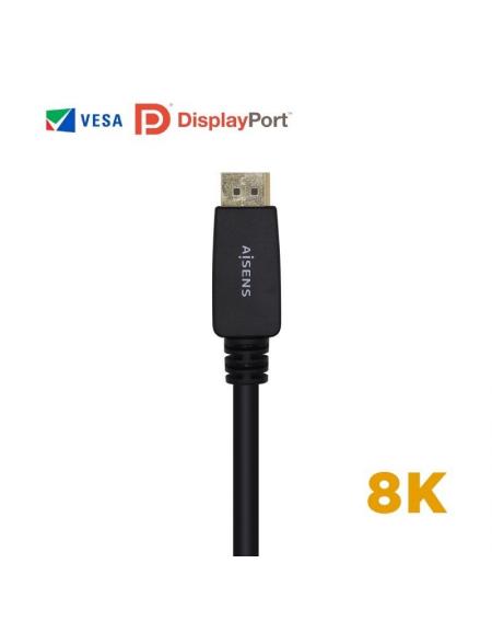 Cable Displayport 1.4 8K Aisens A149-0433/ Displayport Macho - Displayport Macho/ 3m/ Certificado/ Negro - Imagen 2