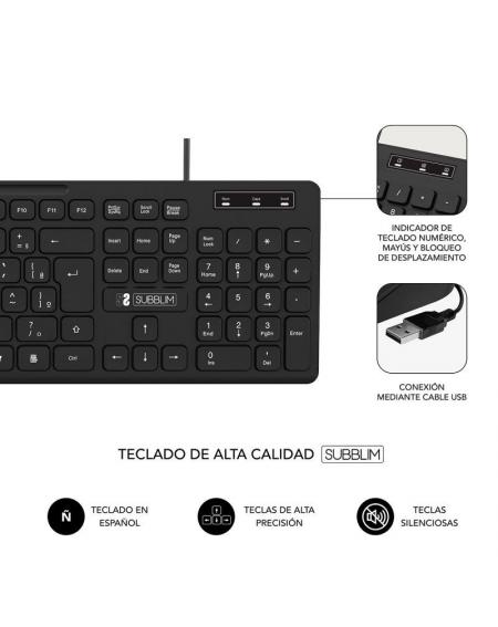 Teclado Subblim Business Slim Silencioso/ Negro