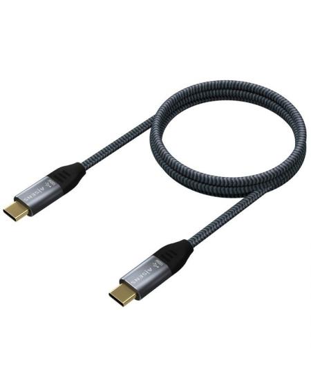 Cable USB 2.0 Tipo-C Aisens A107-0628 5A 100W/ USB Tipo-C Macho - USB Tipo-C Macho/ 1m/ Gris