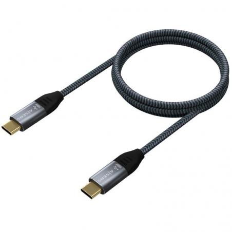 Cable USB 2.0 Tipo-C Aisens A107-0629 5A 100W/ USB Tipo-C Macho - USB Tipo-C Macho/ 2m/ Gris