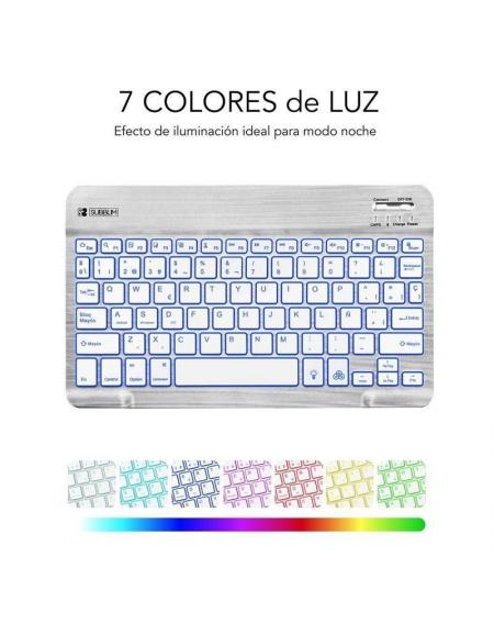 Teclado Compacto Inalámbrico por Bluetooth Subblim Smart Backlit/ Plata