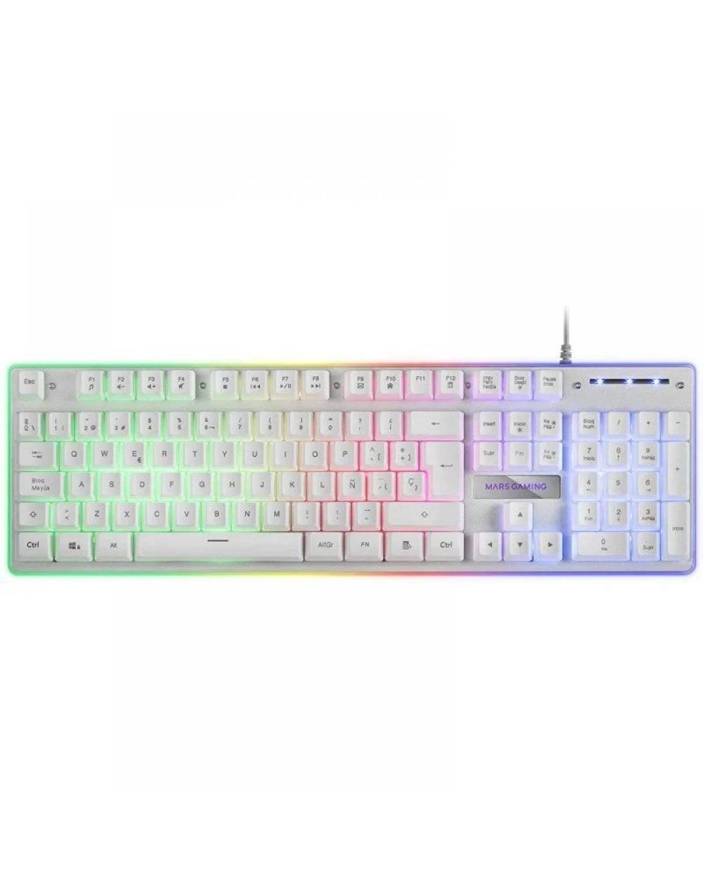 Teclado Gaming SemiMecánico Mars Gaming MK220ES/ Blanco