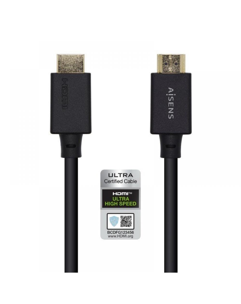 Cable HDMI 2.1 8K Aisens A150-0420/ HDMI Macho - HDMI Macho/ 0.5m/ Certificado/ Negro - Imagen 1