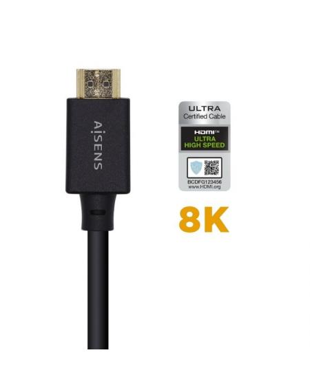 Cable HDMI 2.1 8K Aisens A150-0420/ HDMI Macho - HDMI Macho/ 0.5m/ Certificado/ Negro - Imagen 2