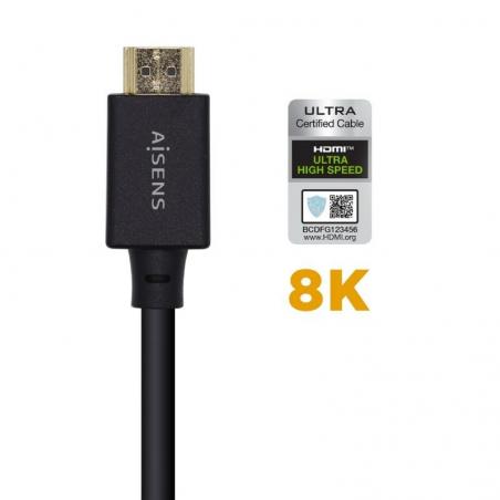 Cable HDMI 2.1 8K Aisens A150-0420/ HDMI Macho - HDMI Macho/ 0.5m/ Certificado/ Negro - Imagen 2