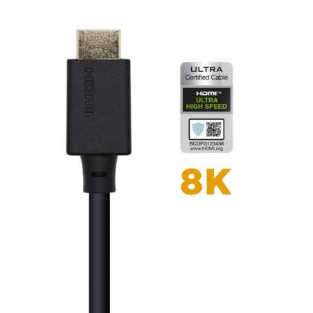 Cable HDMI 2.1 8K Aisens A150-0421/ HDMI Macho - HDMI Macho/ 1m/ Certificado/ Negro - Imagen 3