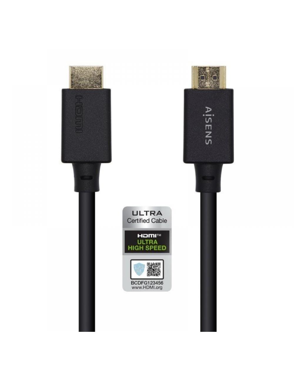 Cable HDMI 2.1 8K Aisens A150-0424/ HDMI Macho - HDMI Macho/ 3m/ Certificado/ Negro - Imagen 1