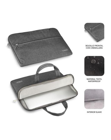 Maletín Subblim Business Laptop Sleeve para Portátiles hasta 15.6'/ Cinta para Trolley/ Gris