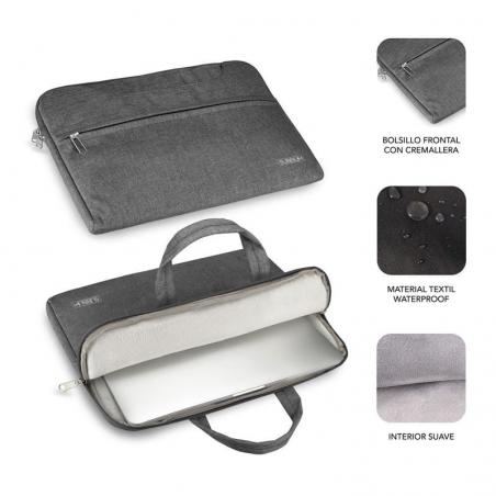 Maletín Subblim Business Laptop Sleeve para Portátiles hasta 15.6'/ Cinta para Trolley/ Gris