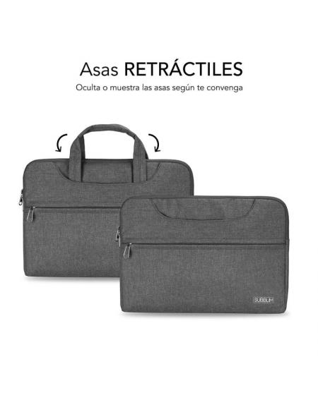 Maletín Subblim Business Laptop Sleeve para Portátiles hasta 15.6'/ Cinta para Trolley/ Gris