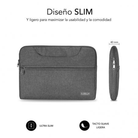 Maletín Subblim Business Laptop Sleeve para Portátiles hasta 15.6'/ Cinta para Trolley/ Gris