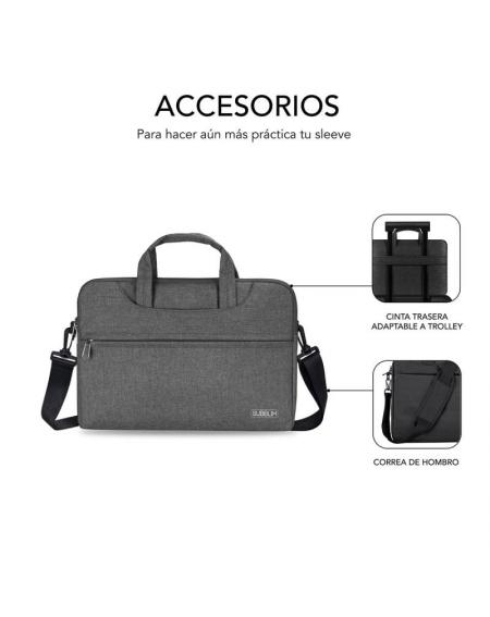 Maletín Subblim Business Laptop Sleeve para Portátiles hasta 15.6'/ Cinta para Trolley/ Gris