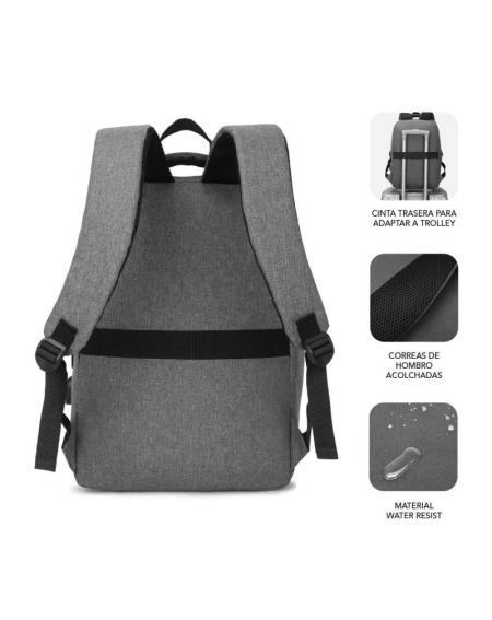 Mochila Subblim City Backpack para Portátiles hasta 15.6'/ Puerto USB/ Gris