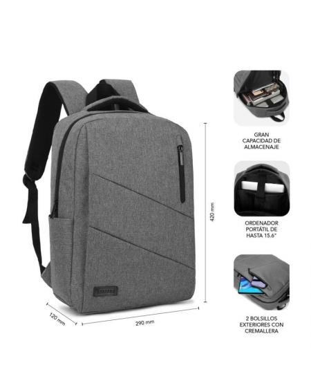 Mochila Subblim City Backpack para Portátiles hasta 15.6'/ Puerto USB/ Gris