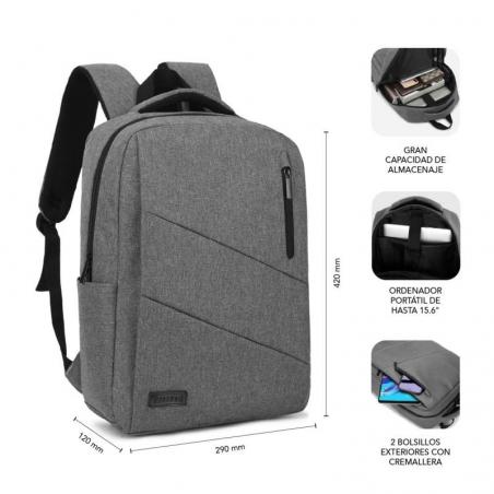 Mochila Subblim City Backpack para Portátiles hasta 15.6'/ Puerto USB/ Gris