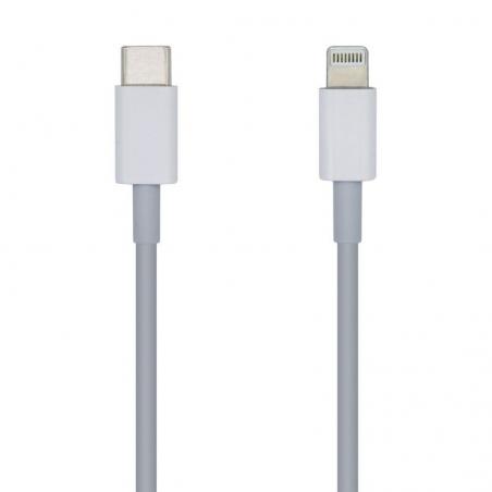 Cable Lightning Aisens A102-0441/ Lightning Macho - USB Tipo-C Macho/ 20cm/ Blanco - Imagen 1