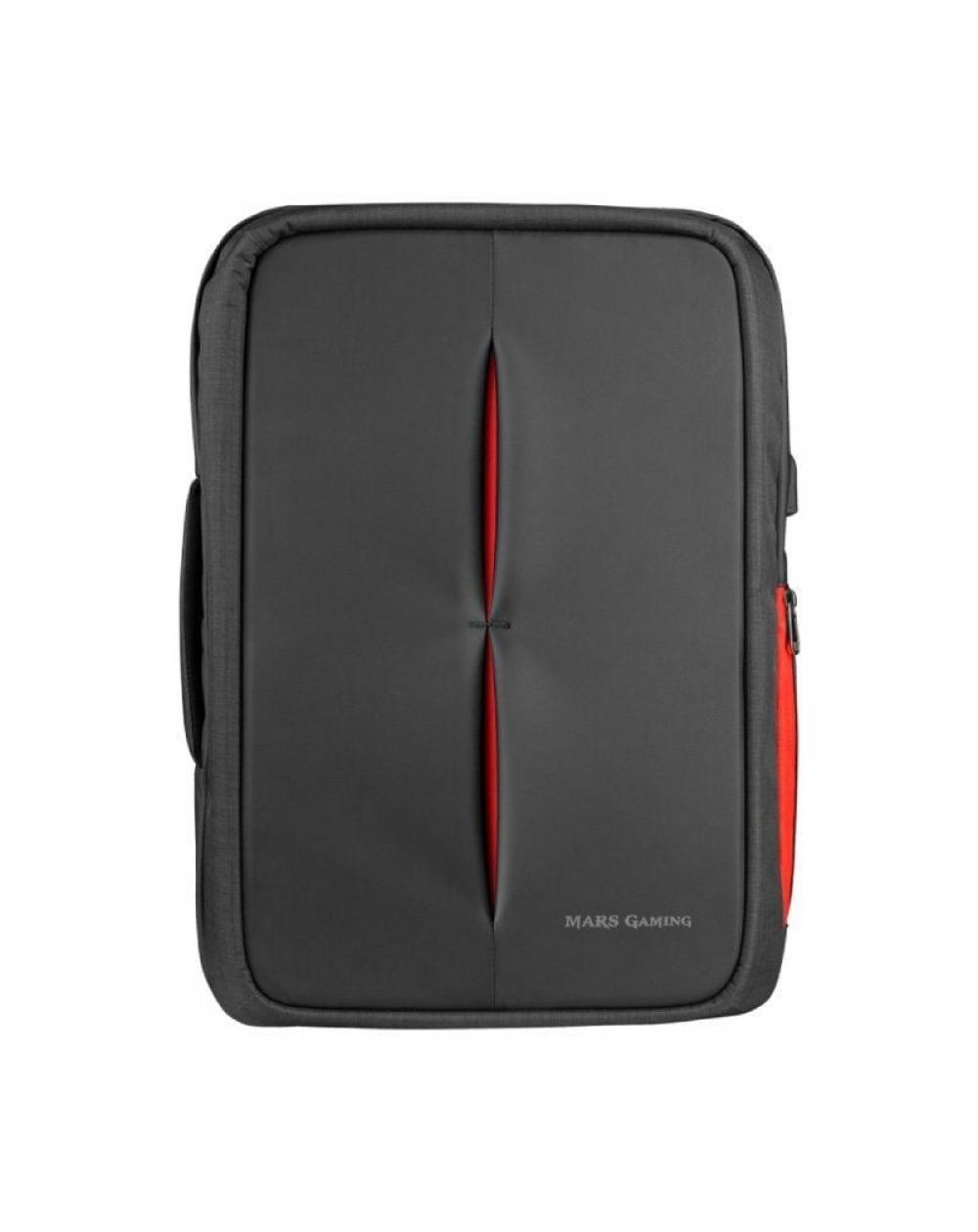 Mochila Mars Gaming MB2 para Portátil hasta 17'/ Puerto USB/ Antirrobo/ Impermeable