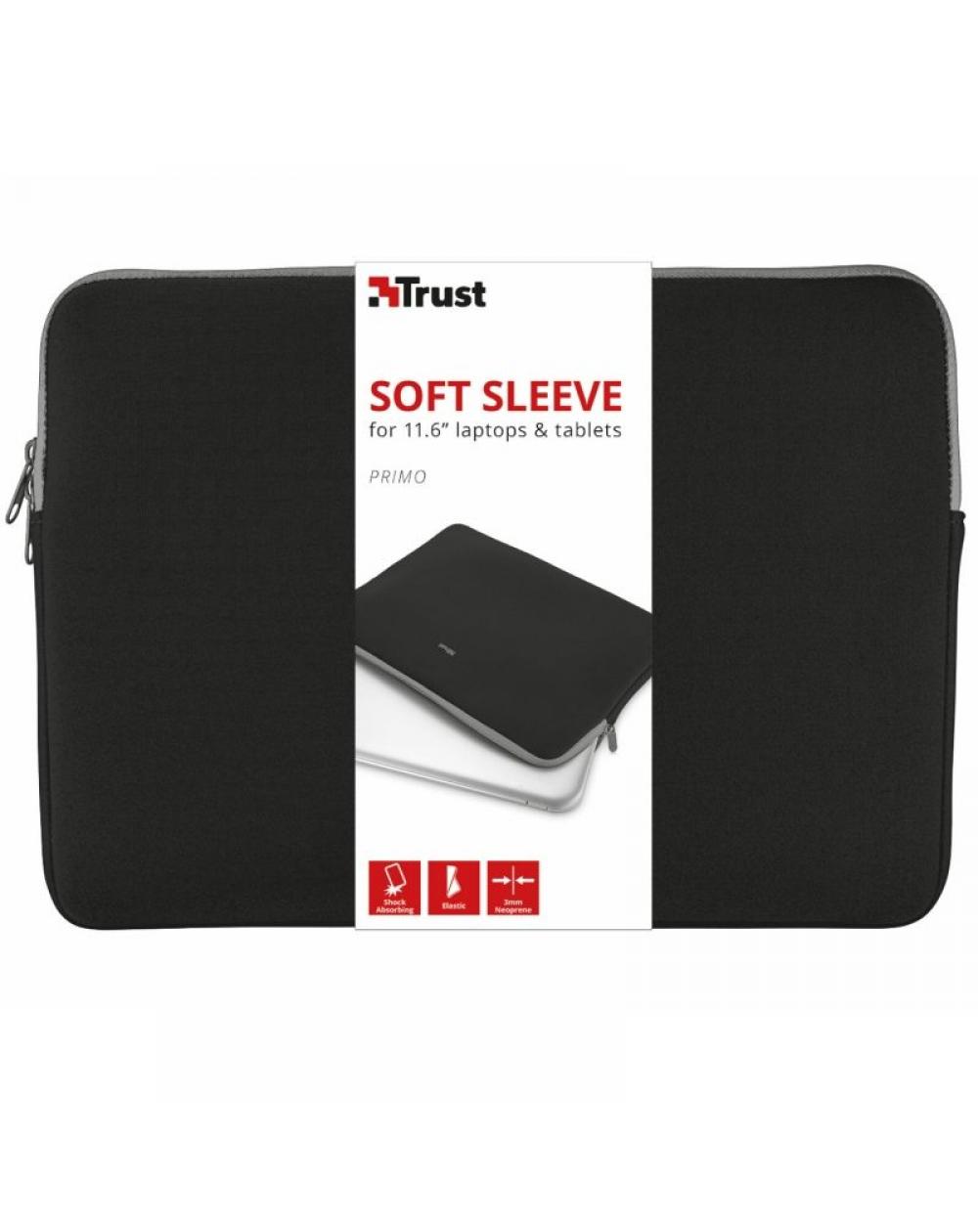 Funda Trust Primo Soft Sleeve para Portátiles/ Tablets hasta 11.6'/ Negra