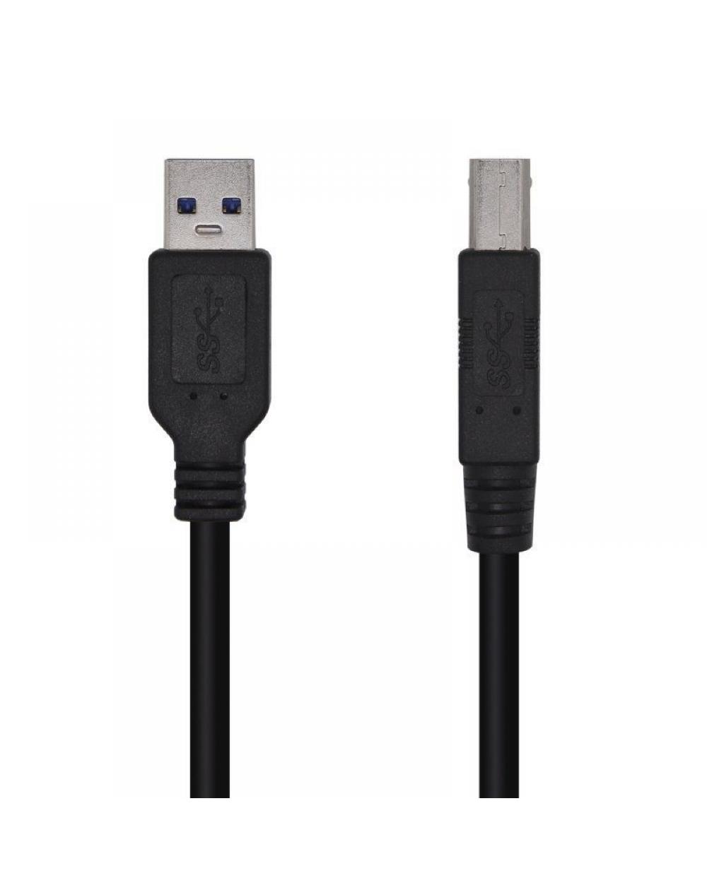 Cable USB 3.0 Impresora Aisens A105-0445/ USB Macho - USB Macho/ 3m/ Negro - Imagen 1