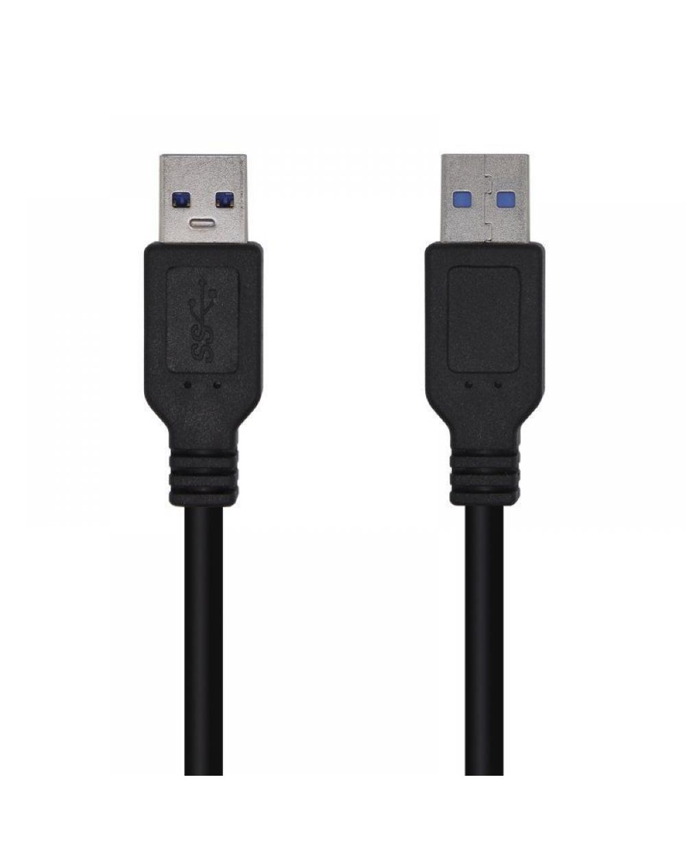 Cable USB 3.0 Aisens A105-0448/ USB Macho - USB Macho/ 3m/ Negro - Imagen 1