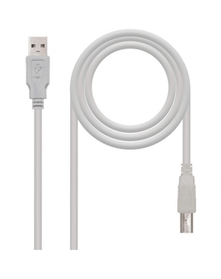 Cable USB 2.0 Impresora Nanocable 10.01.0103/ USB Macho - USB Macho/ 1.8m/ Beige - Imagen 2