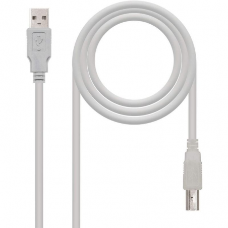 Cable USB 2.0 Impresora Nanocable 10.01.0103/ USB Macho - USB Macho/ 1.8m/ Beige - Imagen 2