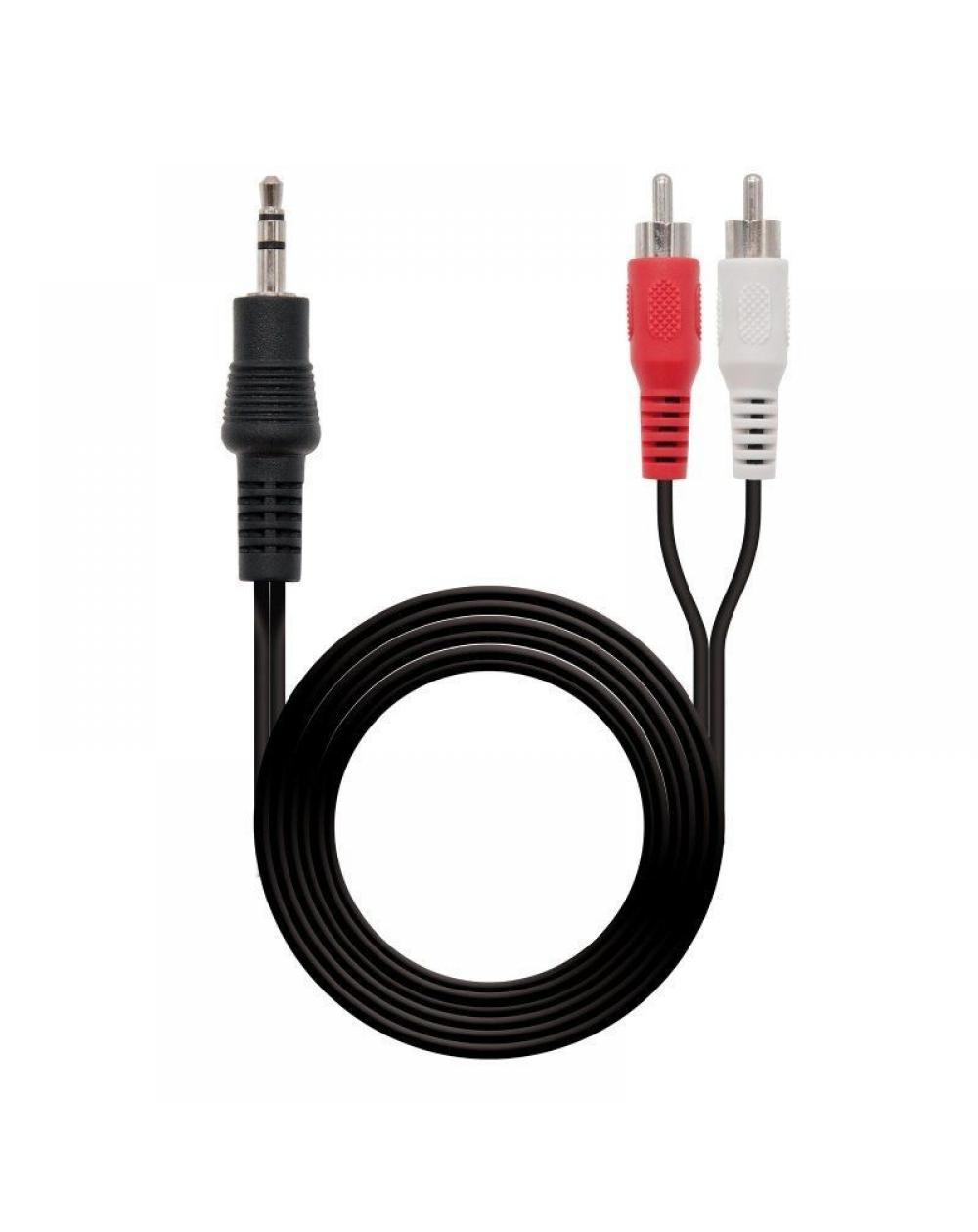 Cable Estéreo nanocable 10.24.0305/ Jack 3.5 Macho - 2x RCA Macho/ 5m/ Negro - Imagen 1