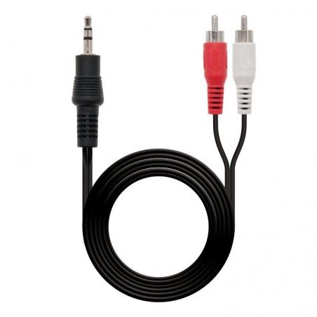 Cable Estéreo nanocable 10.24.0305/ Jack 3.5 Macho - 2x RCA Macho/ 5m/ Negro - Imagen 1