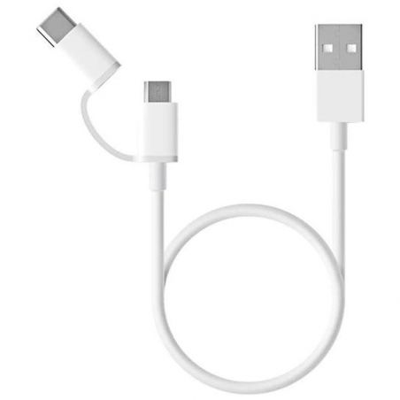 CABLE USB 2.0 XIAOMI SJV4083TY - CONECTORES USB TIPO-C TIPO A / MICRO USB - 30CM - WHITE - Imagen 1