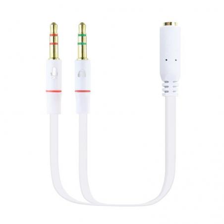 Adaptador Nanocable 10.24.1203/ Jack 3.5 Hembra - 2x Jack 3.5 Macho/ 20cm/ Blanco - Imagen 1