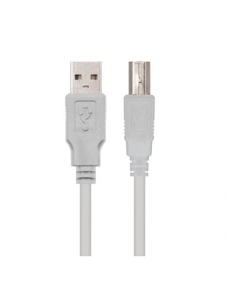 Cable USB 2.0 Impresora Nanocable 10.01.0102/ USB Macho - USB Macho/ 1m/ Beige - Imagen 1